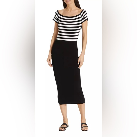 Le Superbe Jean Seberg Cutout Reversible Midi Bodycon Stretchy Off the Shoulder